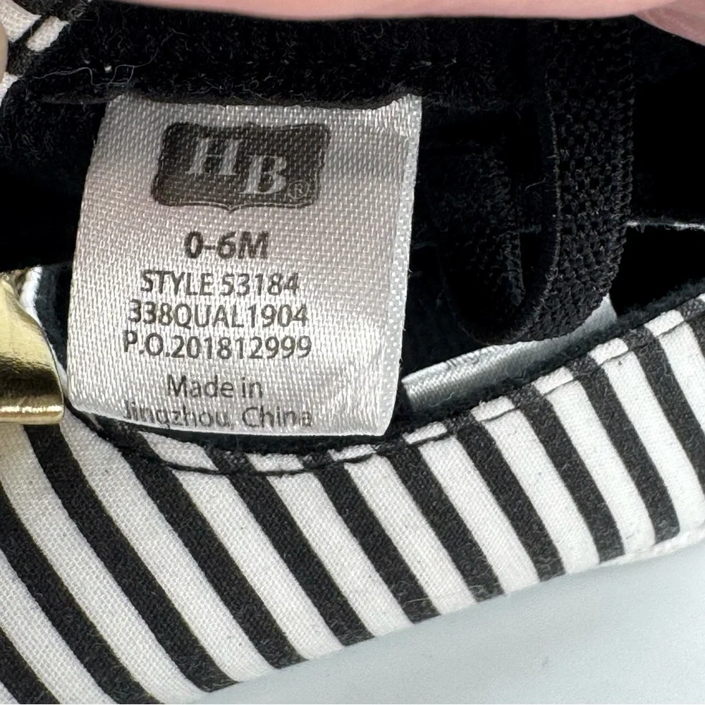 Hudson Baby HB Black and White Striped Baby Dress Shoes With Gold Bow 0-6 Months